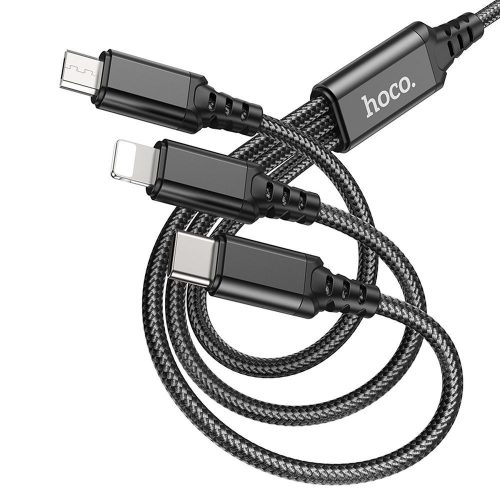 HOCO cable 3in1 USB A to Lightning / Micro USB / Type C 2A X76 1 m black