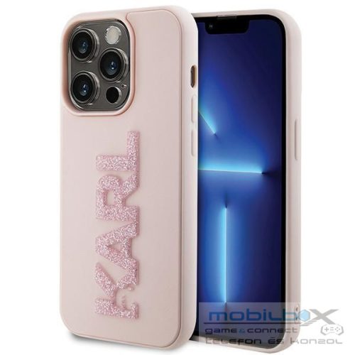 KARL LAGERFELD case for IPHONE 15 Pro Max KLHCP15X3DMBKCP (3D Logo Glitter) pink