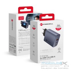   FORCELL F-ENERGY GaN VT-42B travel charger 2 x Type C + USB A PD QC4.0 4A 65W gray
