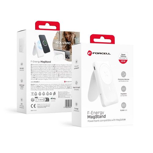 FORCELL F-ENERGY F10K2 MagStand powerbank compatible with MagSafe PD QC3.0 5A 20W 10000 mAh white