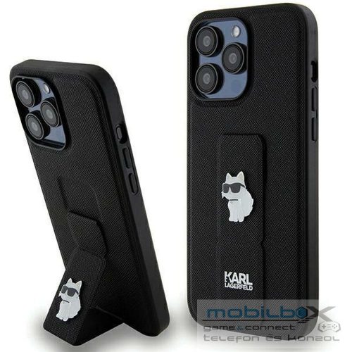KARL LAGERFELD case for IPHONE 13 Pro Max KLHCP13XGSACHPK (Gripstand Saffiano choupette PIN) black