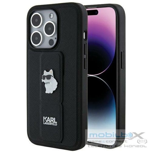 KARL LAGERFELD case for IPHONE 14 Pro KLHCP14LGSACHPK (Gripstand Saffiano choupette PIN) black