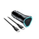 Car charger Blue Star USB C QC3.0 PD AFC 3A 20W + cable USB C do USB C black