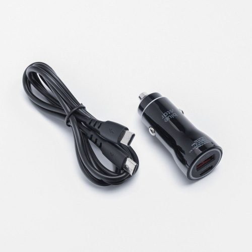 Car charger Blue Star USB C + USB A QC3.0 PD AFC PPS 3A 30W + cable USB C do USB C black