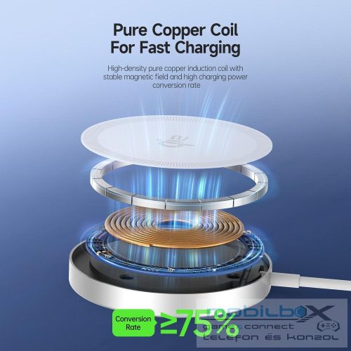 DUZZONA wireless charger compatible with MagSafe 15W and Qi2 charging standard W18 white