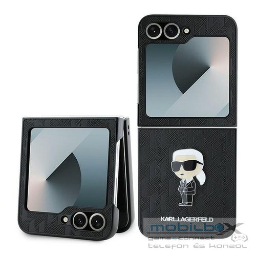 KARL LAGERFELD case for SAMSUNG Z Flip 6 KLHCZF6SAPKINPK (HC Saffiano Monogram Ikonik Pin) black