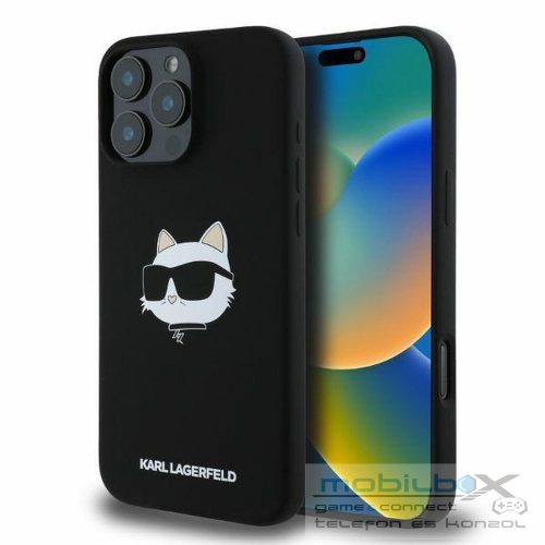 KARL LAGERFELD case for IPHONE 16 Pro Max compatible with MagSafe KLHMP16XSCHPPLK (Sil Choupette Head Print) black