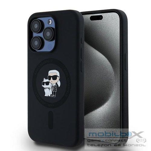 KARL LAGERFELD case for IPHONE 15 Pro compatible with MagSafe KLHMP15LSCMKCRHK (Silicone KC Body Ring) black