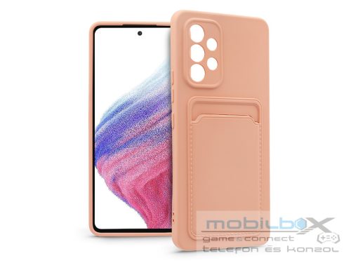 Samsung A536U Galaxy A53 5G szilikon hátlap kártyatartóval - Card Case -        rózsaszín