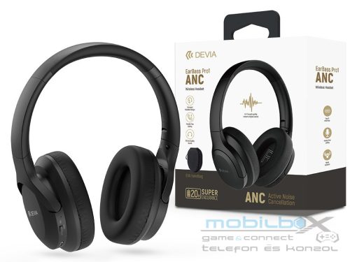 Devia EarBass Pro1 ANC Bluetooth sztereó fejhallgató beépített mikrofonnal -    fekete