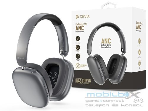Devia EarBass Pro2 ANC Bluetooth sztereó fejhallgató beépített mikrofonnal -    szürke