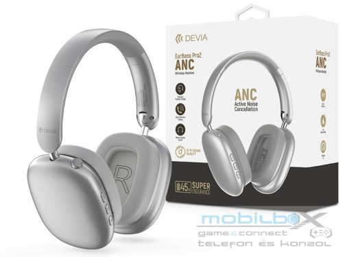 Devia EarBass Pro2 ANC Bluetooth sztereó fejhallgató beépített mikrofonnal -    ezüst