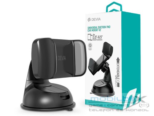 Devia műszerfalra / szélvédőre helyezhető autós tartó 3,5-6'' méretű            készülékekhez- Devia Universal Suction Pad Car Mount V2 - fekete