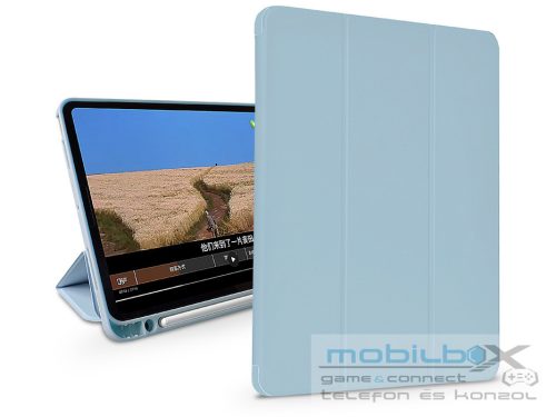 Apple iPad Air 4 / 5 (2020/2022) 10.9 / iPad Air 6 (2024) 11.0 tablet tok (SmartCase) on/off funkcióval, Apple Pencil tartóval, mágneses töltővel - DeviaLeatherCase With Pencil Slot - kék