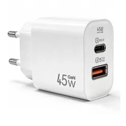   Hálózati töltő adapter, 45W, USB aljzat, USB Type-C aljzat, gyorstöltés, PD
