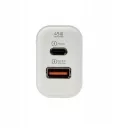 Hálózati töltő adapter, 45W, USB aljzat, USB Type-C aljzat, gyorstöltés, PD