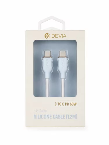 Devia Jelly Type-C To Type-C Kábel 3A 60W Kék USC-USBC adatkábel - kék