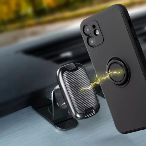 Szilikon gyűrűs tok iPhone 16 Pro fekete