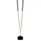iPhone 16 Pro Kék Eredeti GUESS bőrtok fém logós strasszköves crossbody GUHCP16LP4TDSCPB