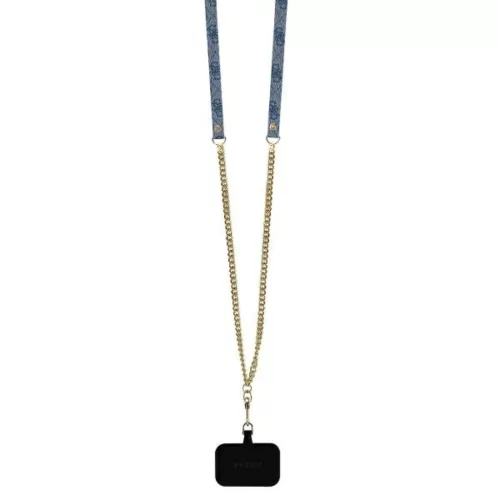 iPhone 16 Pro Kék Eredeti GUESS bőrtok fém logós strasszköves crossbody GUHCP16LP4TDSCPB