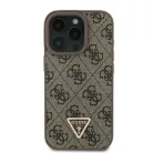 iPhone 16 Pro Barna Original Case GUESS Hardcase Leather 4G Triangle Strass Magsafe GUHCP16LP4TDPW tok