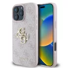 iPhone 16 Pro rózsaszín Guess PU 4G Metal Logo tok