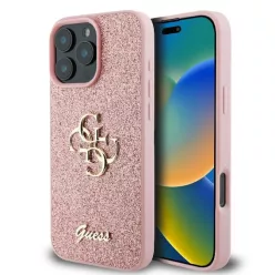   iPhone 16 Pro rózsaszín Original Case GUESS keménytok Rögzített Csillogó Nagy 4G GUHCP16LHG4SGp