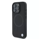 iPhone 16 Pro Fekete BMW Eredeti Tok kemény tok Signature Bőr Fél Textúrált & Kör MagSafe BMHMP16L23RTPK