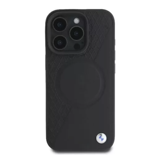 iPhone 16 Pro Fekete BMW Eredeti Tok kemény tok Signature Bőr Fél Textúrált & Kör MagSafe BMHMP16L23RTPK