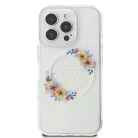 iPhone 16 Pro átlátszó Eredeti GUESS IML Flowers Wreath Magsafe GUHMP16LHFWFCT tok