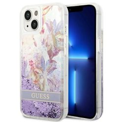   Guess GUHCP14MLFLSU iPhone 14 Plus 6.7 "lila keménytok Flower Liquid Glitter
