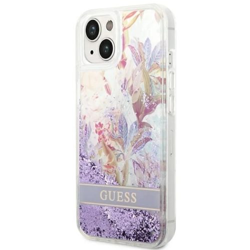 Guess GUHCP14MLFLSU iPhone 14 Plus 6.7 "lila keménytok Flower Liquid Glitter