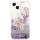 Guess GUHCP14MLFLSU iPhone 14 Plus 6.7 "lila keménytok Flower Liquid Glitter