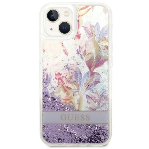 Guess GUHCP14MLFLSU iPhone 14 Plus 6.7 "lila keménytok Flower Liquid Glitter