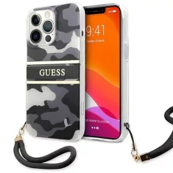   Guess GUHCP13XKCABBK iPhone 13 Pro Max 6.7" fekete/fekete kemény tok Camo Strap Collection