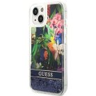 Guess GUHCP14MLFLSB iPhone 14 Plus 6.7 "kék / kék telefontok Flower Liquid Glitter tok