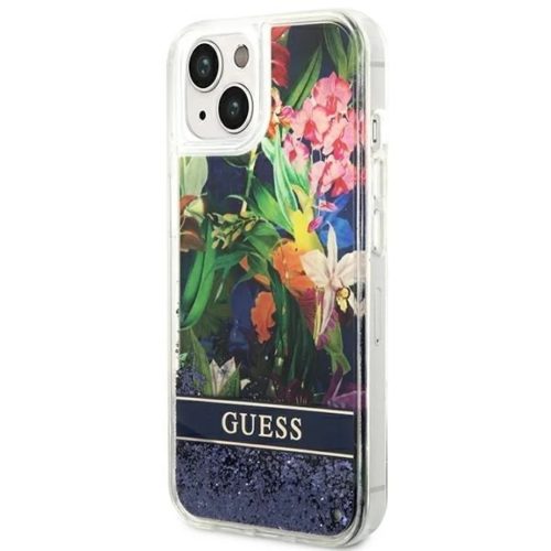 Guess GUHCP14MLFLSB iPhone 14 Plus 6.7 "kék / kék telefontok Flower Liquid Glitter tok