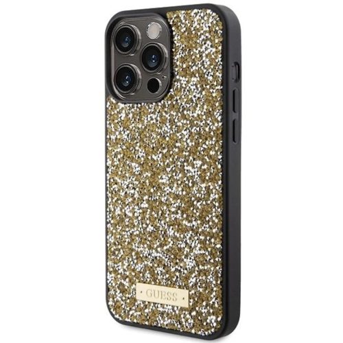 Guess Rhinestone Metal Logo tok iPhone 15 Pro Max - sárga