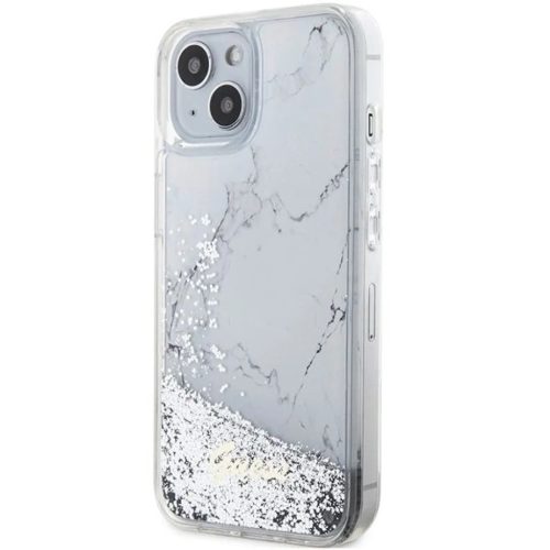 Guess Liquid Glitter Marble tok iPhone 14-hez - fehér