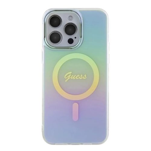 Guess GUHMP15XHITSQ iPhone 15 Pro Max türkiz/türkiz keménytok IML Iridescent MagSafe tok