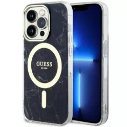   Guess GUHMP14XPCUMAK iPhone 14 Pro Max 6.7" fekete/fekete kemény tok Marble MagSafe