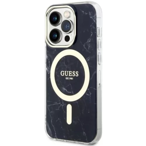 Guess GUHMP14XPCUMAK iPhone 14 Pro Max 6.7" fekete/fekete kemény tok Marble MagSafe