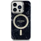Guess GUHMP14XPCUMAK iPhone 14 Pro Max 6.7" fekete/fekete kemény tok Marble MagSafe