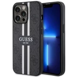   Guess GUHMP13XP4RPSK iPhone 13 Pro Max 6.7" fekete/fekete kemény tok 4G Printed Stripes MagSafe tok