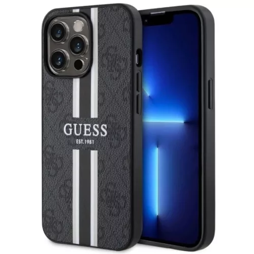 Guess GUHMP13XP4RPSK iPhone 13 Pro Max 6.7" fekete/fekete kemény tok 4G Printed Stripes MagSafe tok