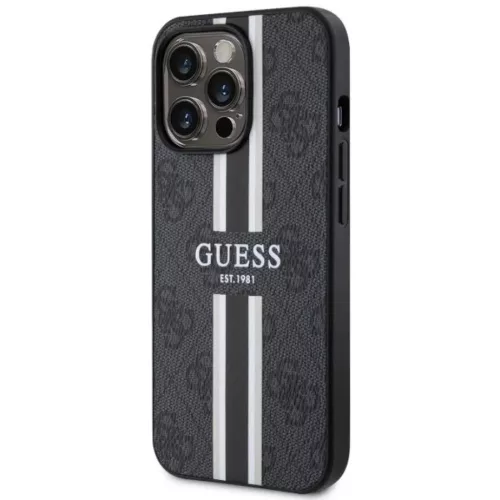 Guess GUHMP13XP4RPSK iPhone 13 Pro Max 6.7" fekete/fekete kemény tok 4G Printed Stripes MagSafe tok