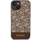 Guess GUHMP14MHGCFSEW iPhone 14 Plus 6.7" barna/barna kemény tok GCube Stripes MagSafe tok