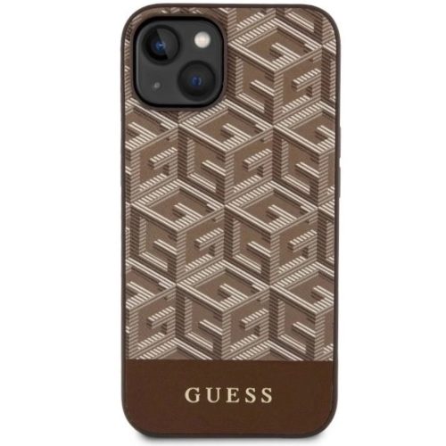 Guess GUHMP14MHGCFSEW iPhone 14 Plus 6.7" barna/barna kemény tok GCube Stripes MagSafe tok