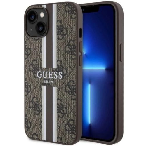 Guess GUHMP14SP4RPSW iPhone 14 6.1" barna/barna keménytok 4G Printed Stripes MagSafe tok