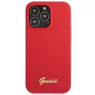 Guess GUHCP13XLSLMGRE iPhone 13 Pro Max 6.7" piros/bordó kemény tok Szilikon Vintage Arany Logó tok